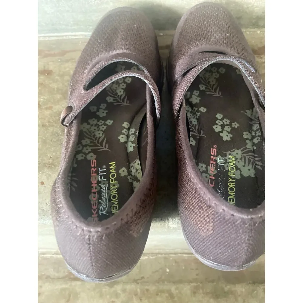 Skechers Relaxed Fit chocolate brown Mary Jane style slip on shoe